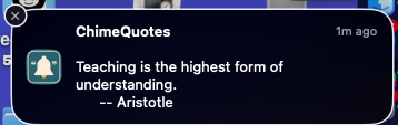 ChimeQuotes notification with quote and attribution
